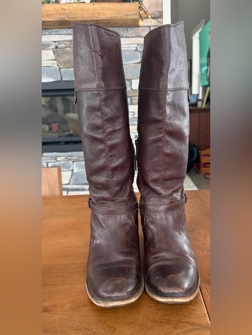 FRYE AND CO. Dark Brown Leather Knee-High Riding Boots